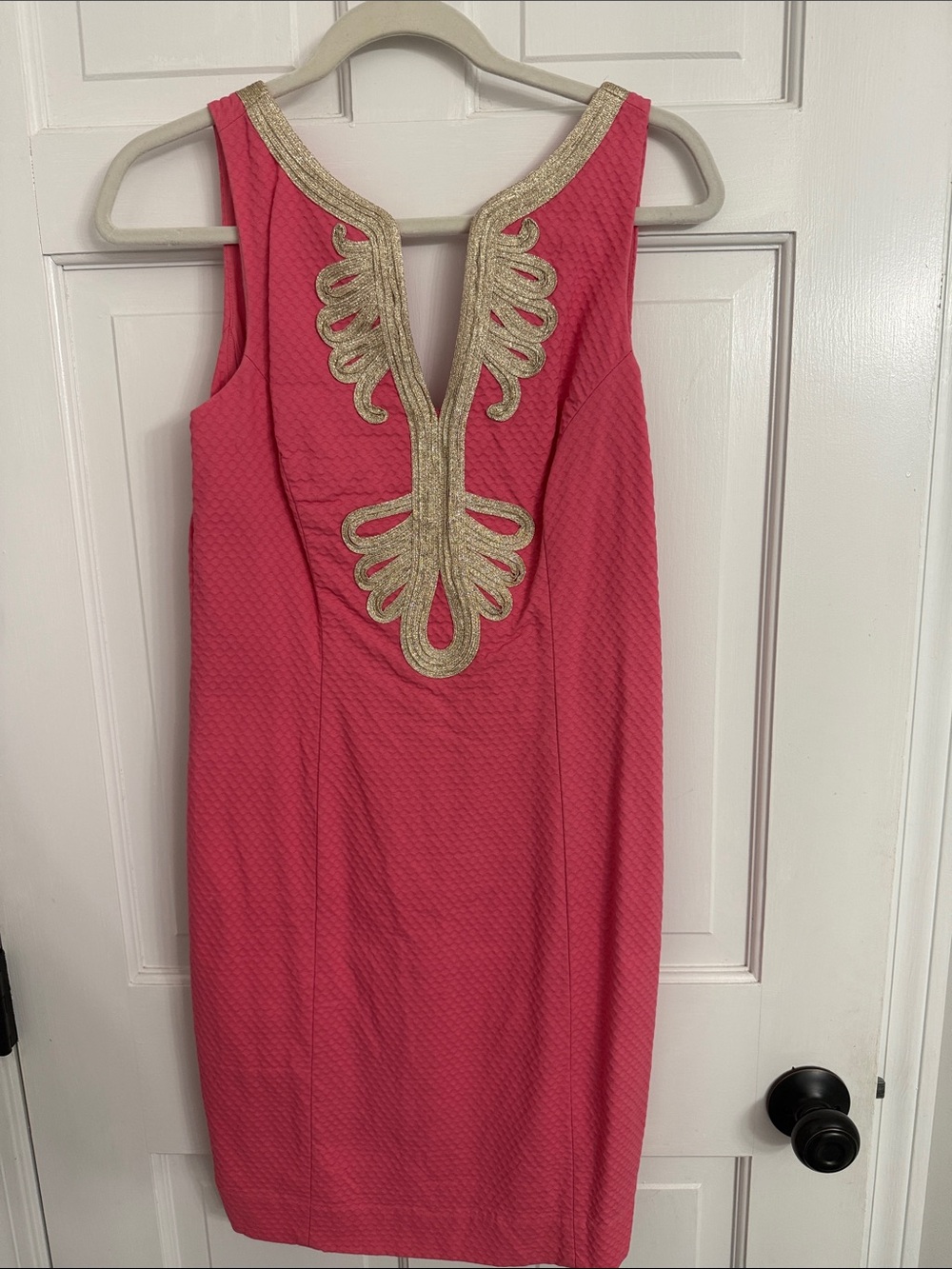 Lilly Pulitzer Pink One-Shoulder Dress with Gold Trim